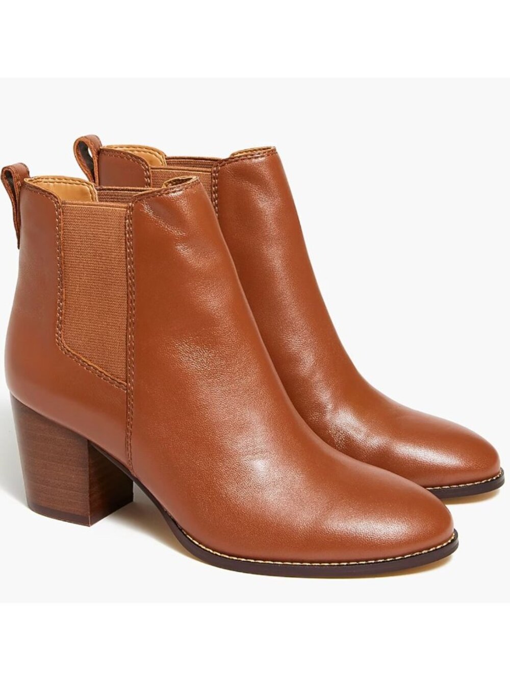 J. Crew Rory Leather Heeled Boots Size 5.5 Cognac Brown
